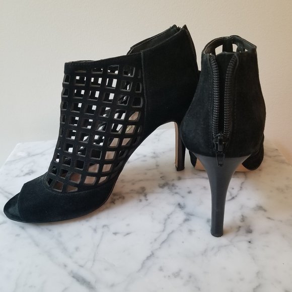 Audrey Brooke Black Suede Cut-out Booties - Picture 5 of 5
